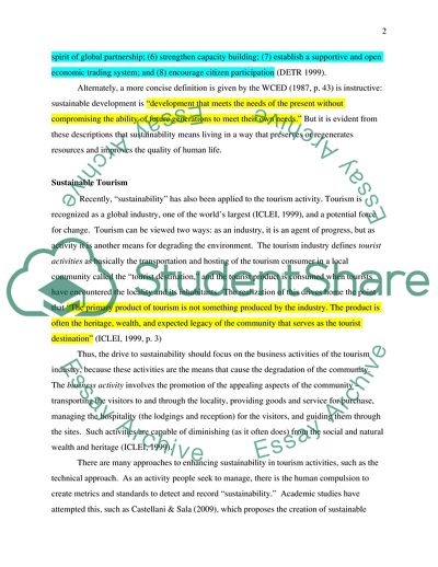 Sustainable Tourism and Sustainable Development