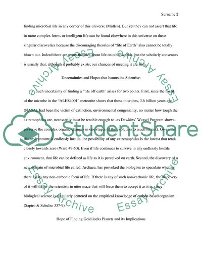 The Possibility of Life Elsewhere In the Universe