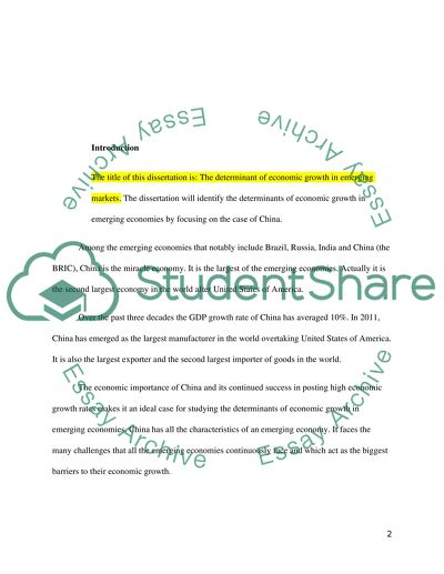 The Determinant of Economic Growth in Emerging Market