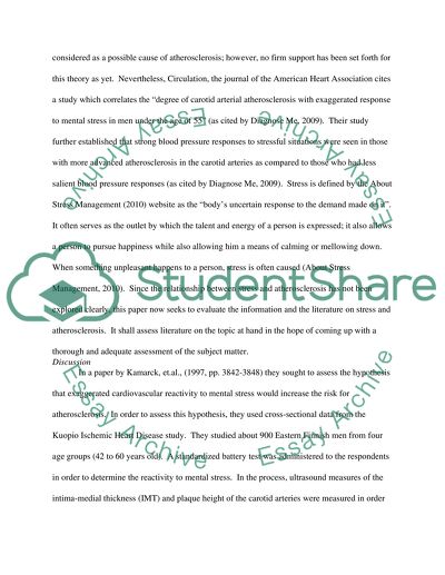 The relationship between atherosclerosis and stress