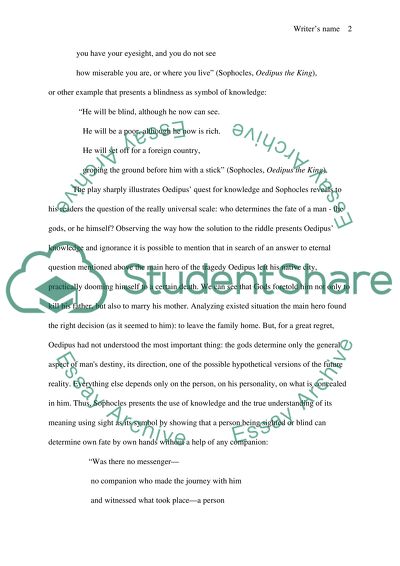 Symbols of Blindness and Sight in Oepidus the King