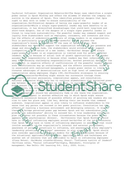 Social Influence- Organization Behavior