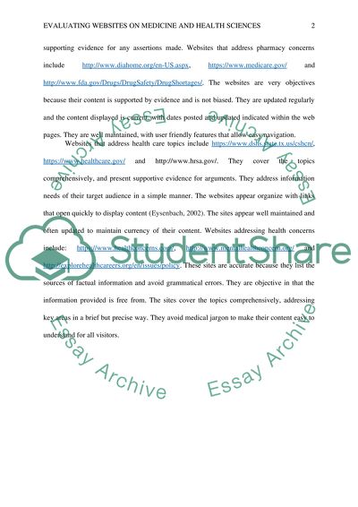 Websites on Medicine and Health Sciences