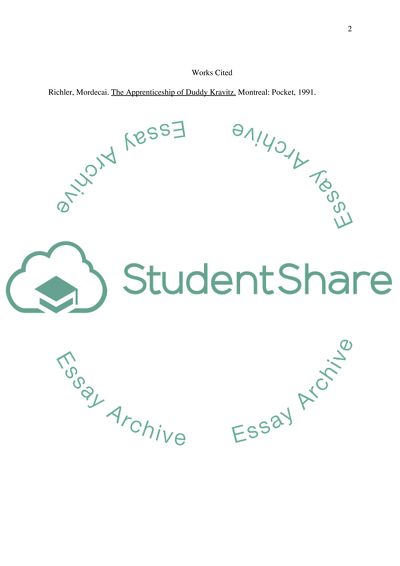 Create a moral compass for characters of The Apprenticeship of Duddy Kravitz