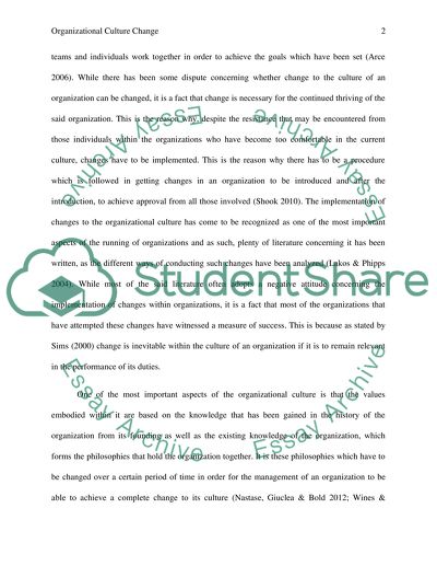 Organizational Culture Change