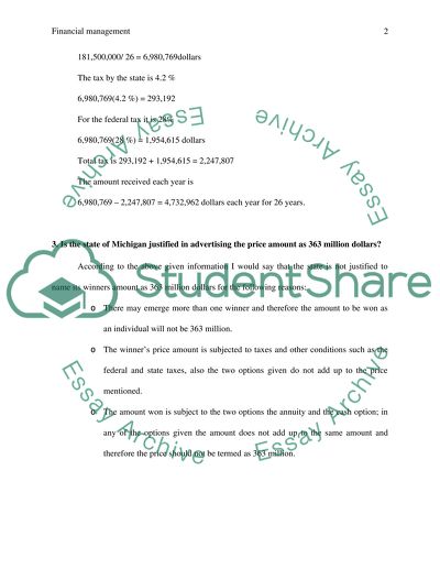 Financial Management Question 1