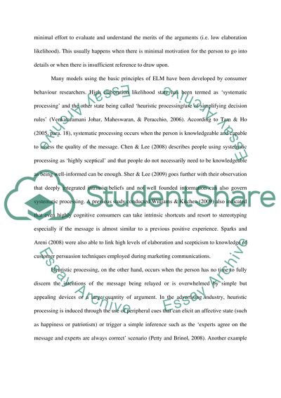 Persuasion and the ELM