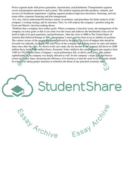 Marchs Analysis of Organizational Decision for Siemens