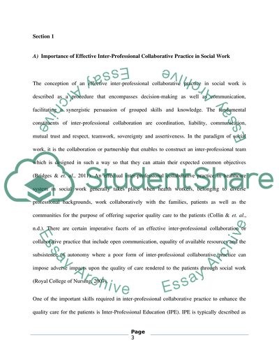 Role of Inter-Professional Practice in Contemporary Social Work