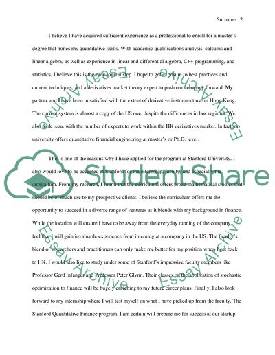 Personal Statement for Admission