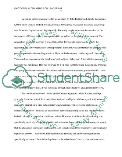 Emotional intelligence and leadership