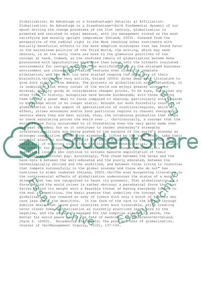 Globalization: pro or con