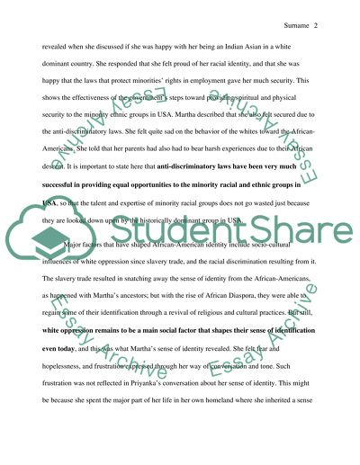 The Interviews Conducted with Two Females of Different Racial and Ethnic Backgrounds