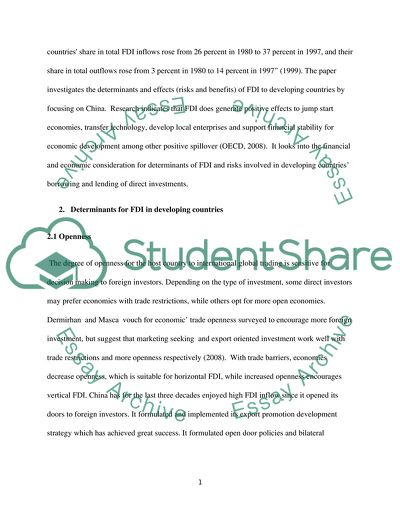 Foreign Direct Investment for Developing Countries
