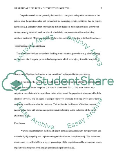 Healthcare Delivery Outside the Hospital