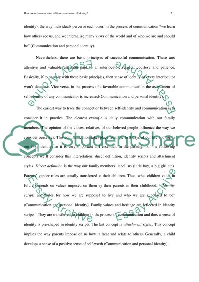 How does communicaton influence ones sense of identity