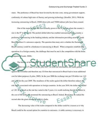 Outsorcing and Exchange Traded Funds