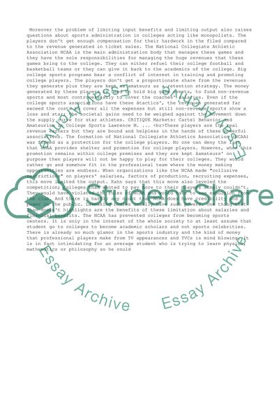 Cartel behavior: Amateurism in college sports