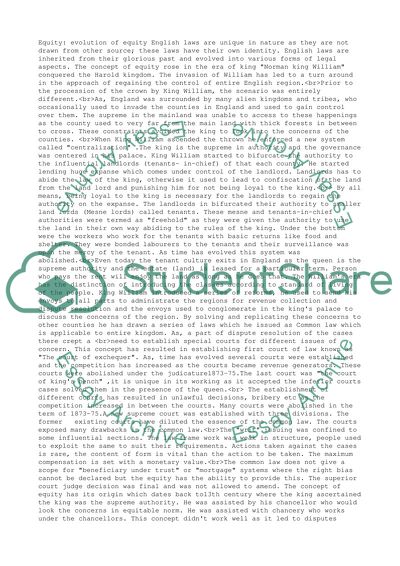 Equity: evolution of equity