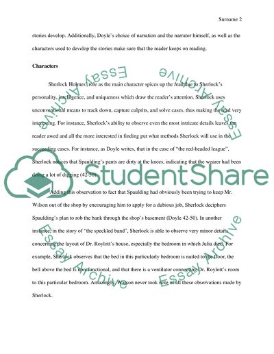 The Story Layout in The Adventures of Sherlock Holmes