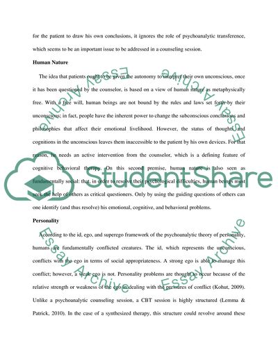 A Synthesis of Psychoanalytic Method and Cognitive Behavioral Theory