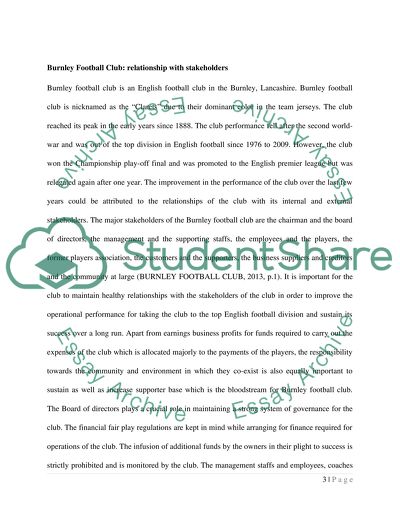 Corporate Social Responsibility in Burnley Football Club