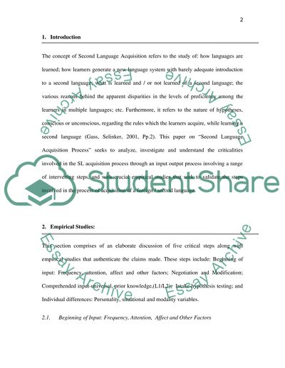 Second Language Acquistion process
