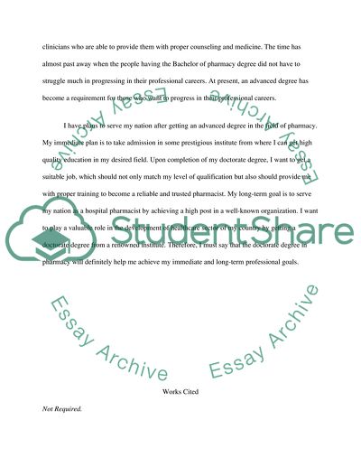 Pharmacy admission essay