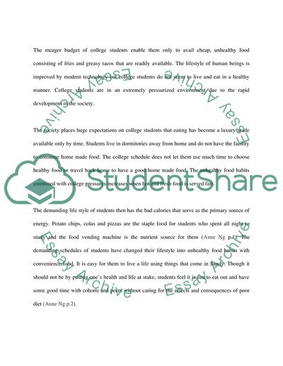 The Schedule of College Students and the Relation to Unhealthy Foods