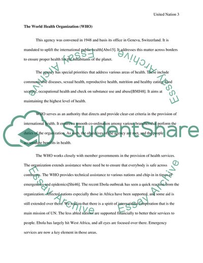 Role Played by United Nations Agencies in Support of Organization Mission