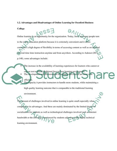 Internet and E-Business: Oxenford Business College