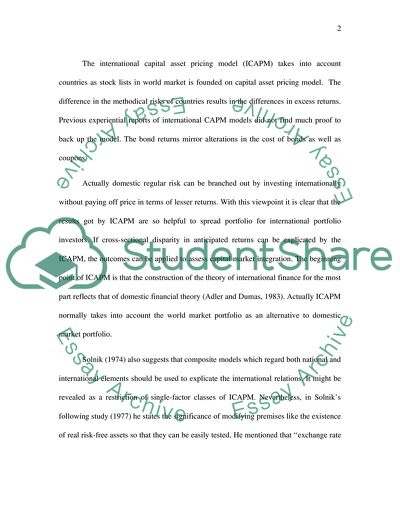CAPM, ICAPM and Multifactor Models