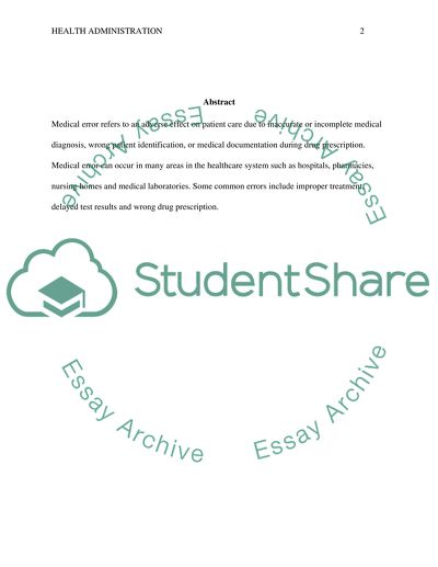 Medical Error and Health Administration