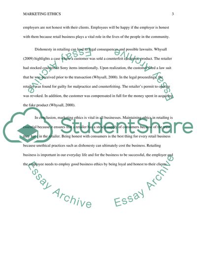 Marketing and Retailing Ethics