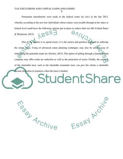 Tax Exclusions and Capital Gains and Losses