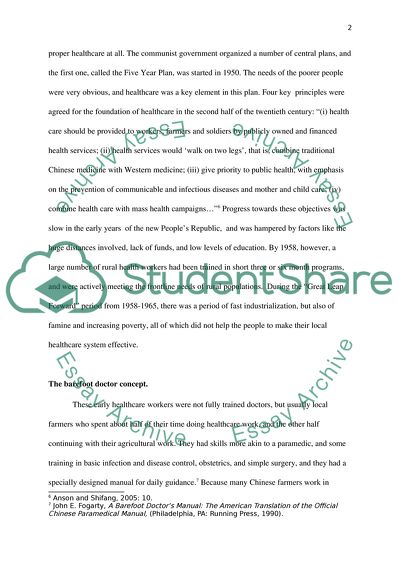 Chinas Healthcare: from Barefoot Doctors to Current Health System