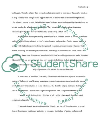 Avoidant Personality Disorder