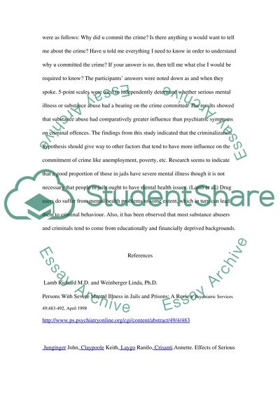 Effects of serious mental illness and substance abuse on criminal offenses