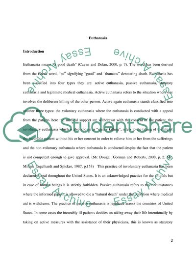 The Opponents of the Euthanasia and a Major Essentials of Human Life