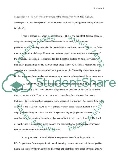 Disagreeing That Reality Tv is Good for Us