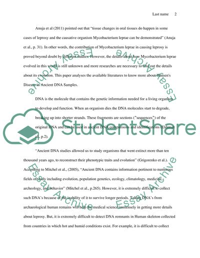 Hansens Disease in Ancient DNA Samples