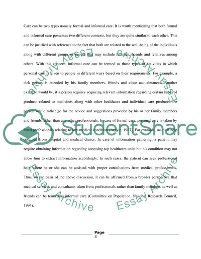 Individual Care: Different Care Contexts and Identify Whether They Are Formal or Informal