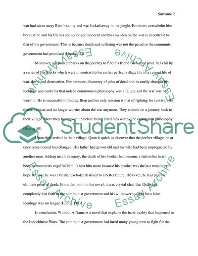 Harsh Reality of War in The Novel Without a Name