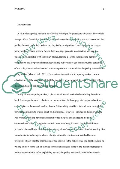 Effective Technique for Grassroots Advocacy: a Visit with a Policymaker