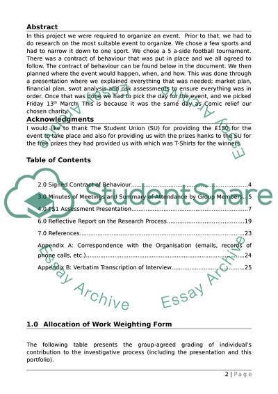 Sport and Leisure Management: Portfolio