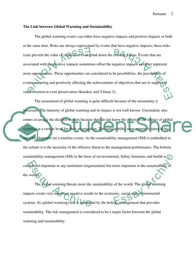 Sustainability and Global Warming