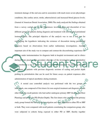 Patients Experience of Pain and Discomfort