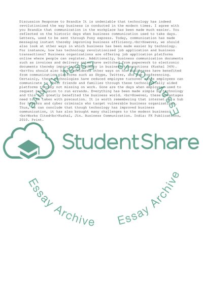 DISCUSSION QUESTION RESPONSE