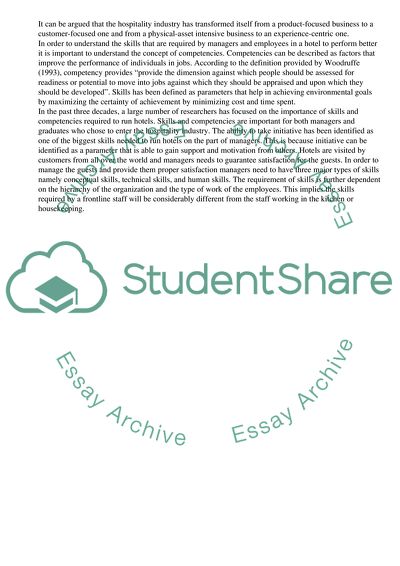 Specific Set of Skills and Competencies Required for Effective Management of Hotels