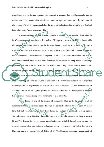 Post Colonial And World Literature In English